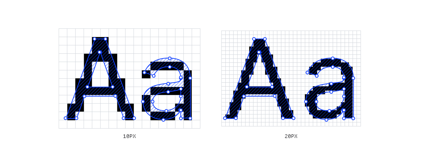 A vector shape converted into a grid of pixels