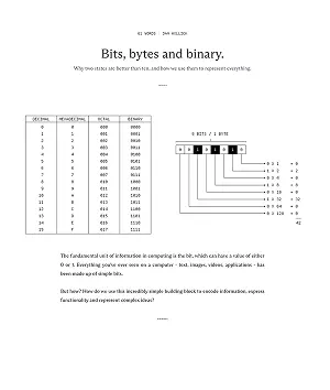 Bits, bytes and binary.